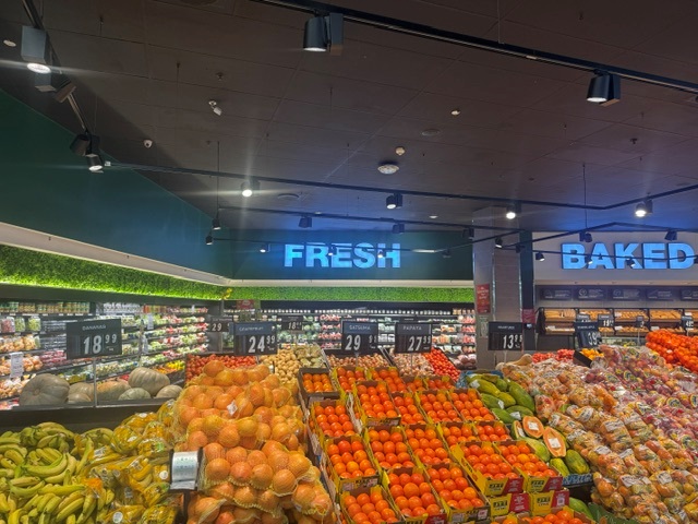 Fresh fruit and vegetable display in the produce section