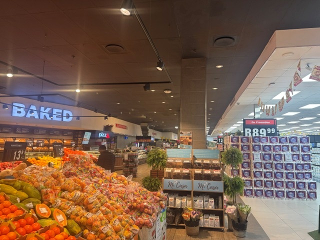 Bakery and fresh produce section overview