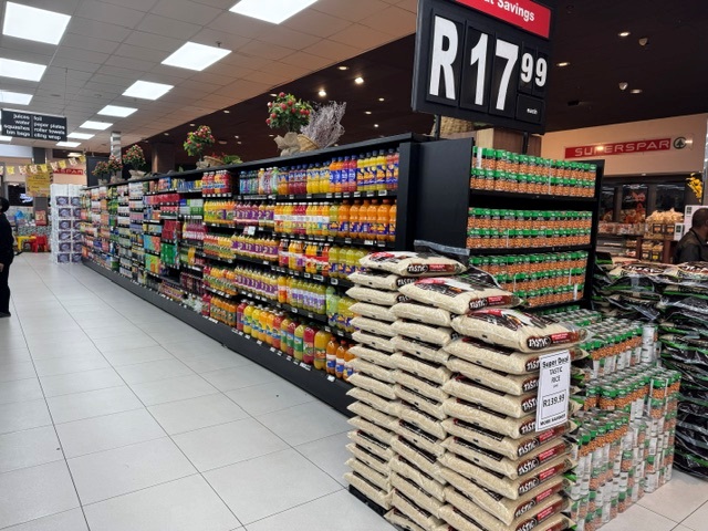 Juice and rice on special in the grocery aisle