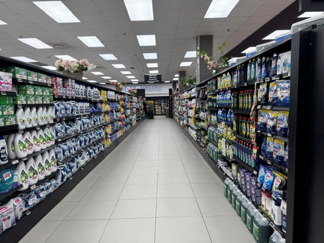 Household cleaning products aisle