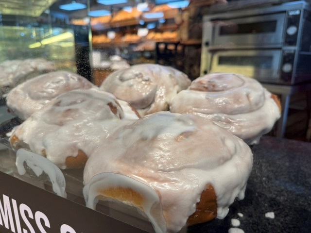 Iced cinnamon buns from the in-store bakery